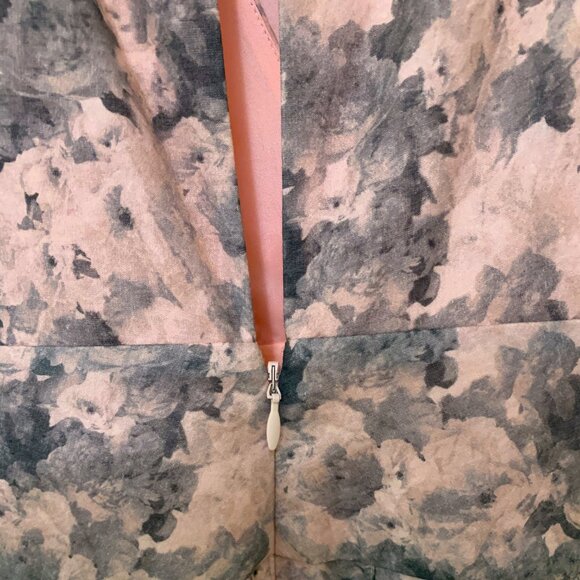 Robert Rodriquez Dress Open Back V-neck Uneven Hem Victorian Floral Pink Grey 2 - Picture 5 of 16